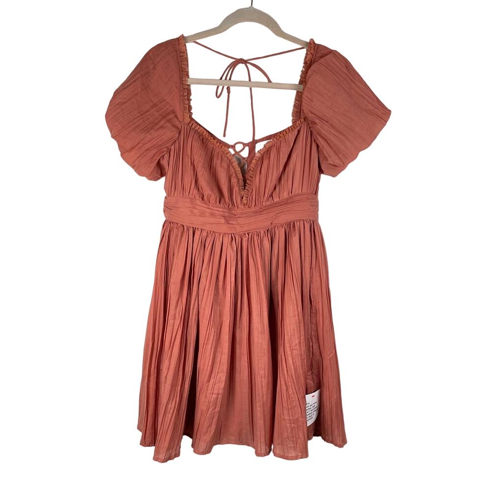ASOS DESIGN Plisse Mini Dress with Puff Sleeve Rose Pink Womens 8 NWT Pleated